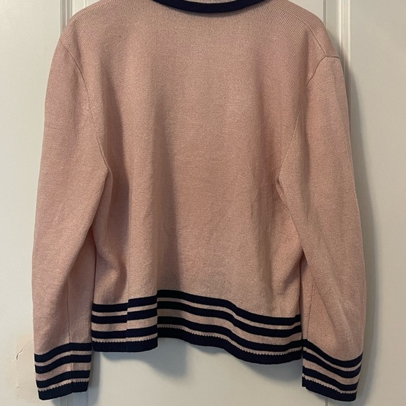 Elegant Pink and Blue Knit Cardigan Sweater - Picture 2 of 4